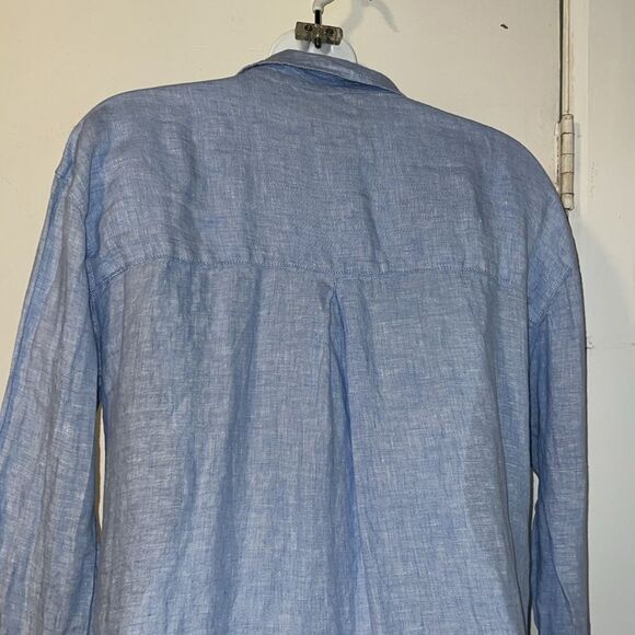 JNY JONES NY 100% Linen Light Blue T-Shirt Dress Tunic Top With Pockets- S - Picture 5 of 8